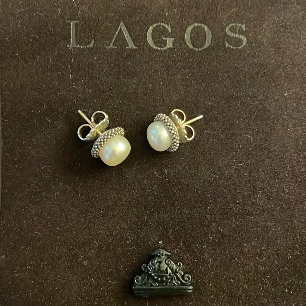 Lagos pearl and sterling studs